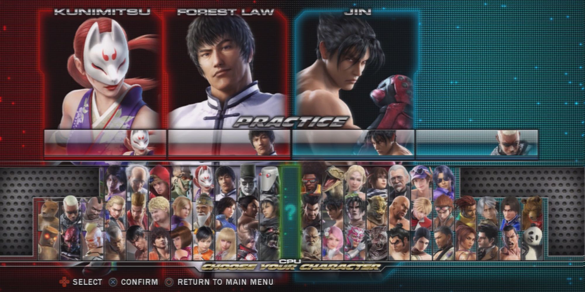 The Character Select Screen for Tekken Tag Tournament 2