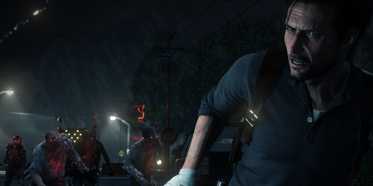 The Evil Within 2 Sebastian running away from enemies and looking back over his shoulder