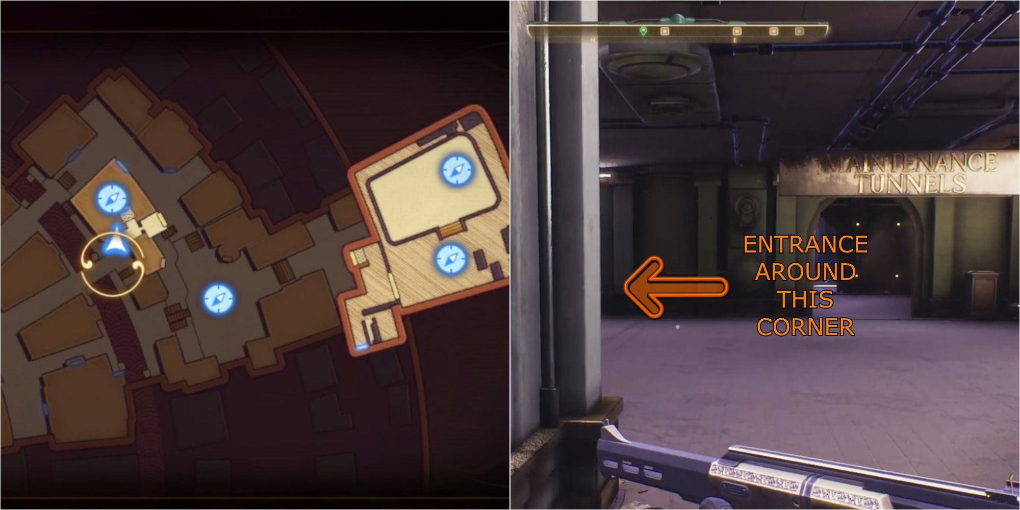 The Outer Worlds Postal Service Back Entrance Location Split Image