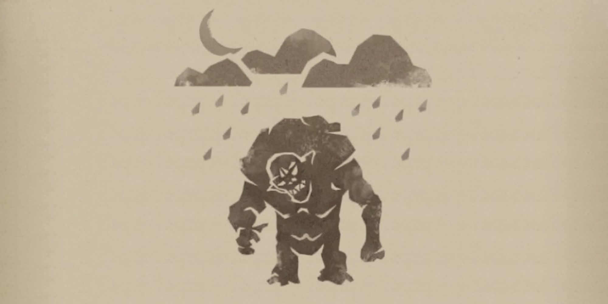 The Witcher: Monster Slayer: Drawing showing a monster with rain clouds and a crescent moon above its head