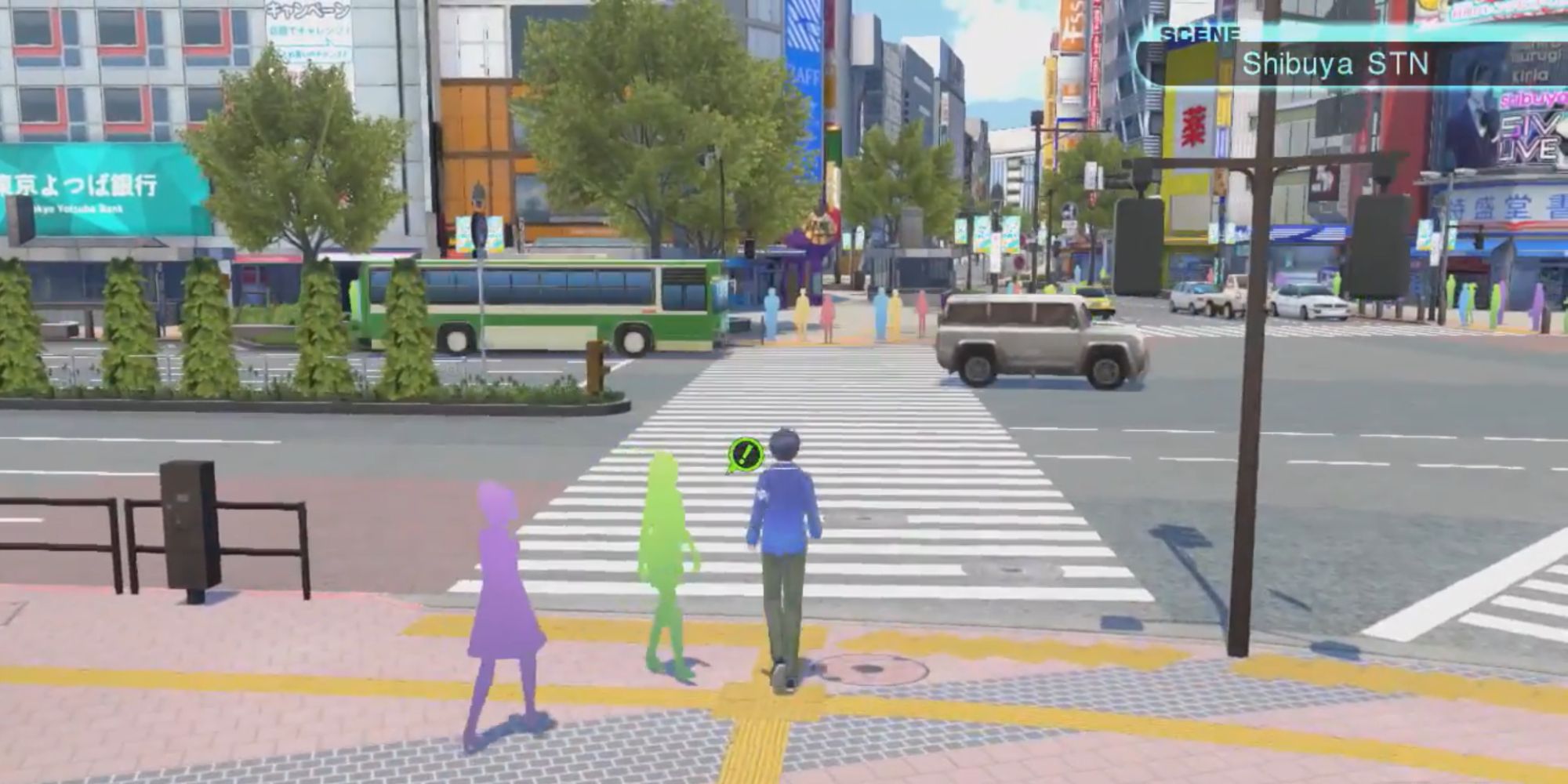 Tokyo Mirage Sessions #FE man in blue jacket going across the Shibuya Crossing
