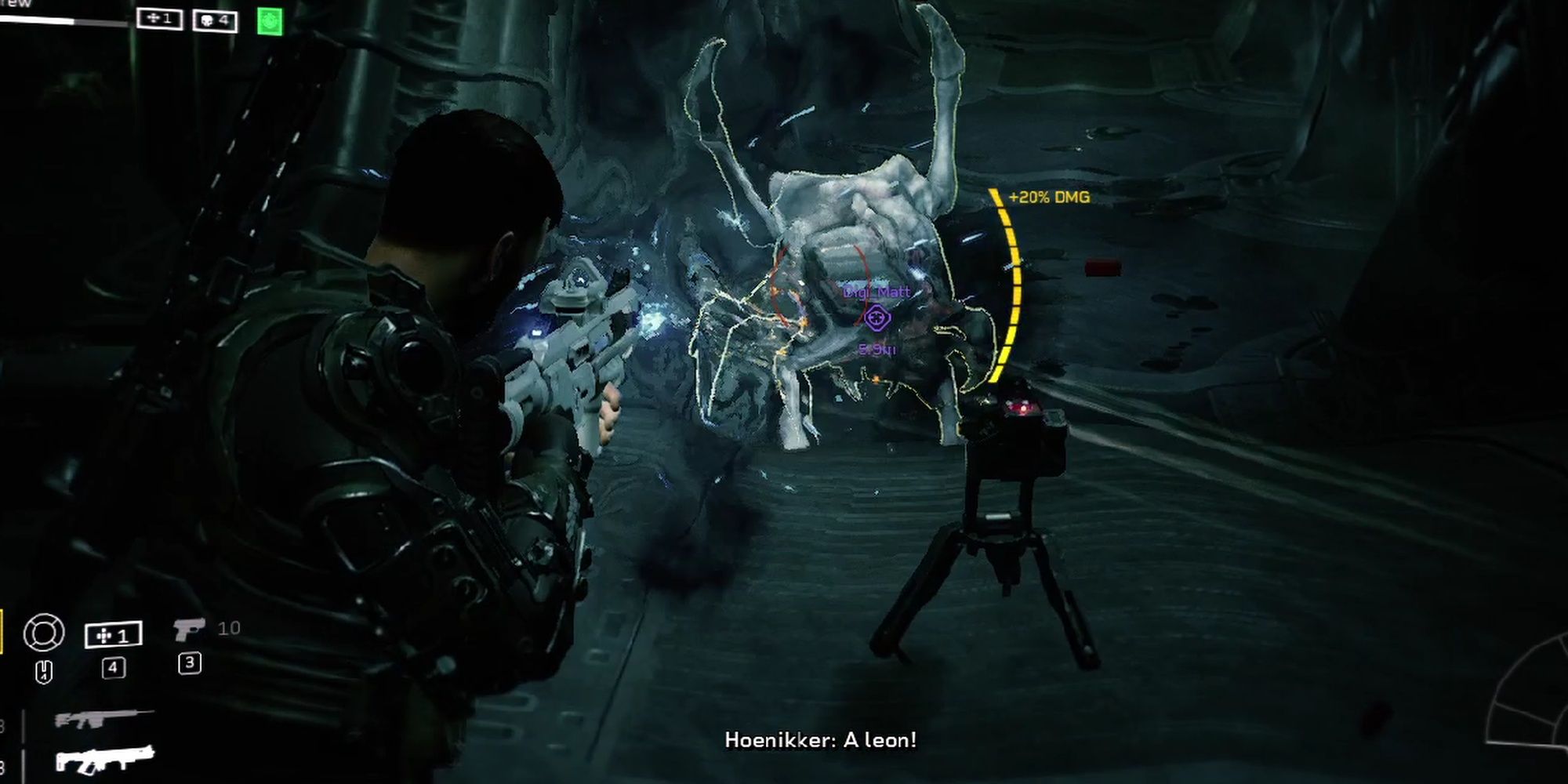 Aliens: Fireteam Elite Marine Using Tactical Shotgun On Engineer Mutant