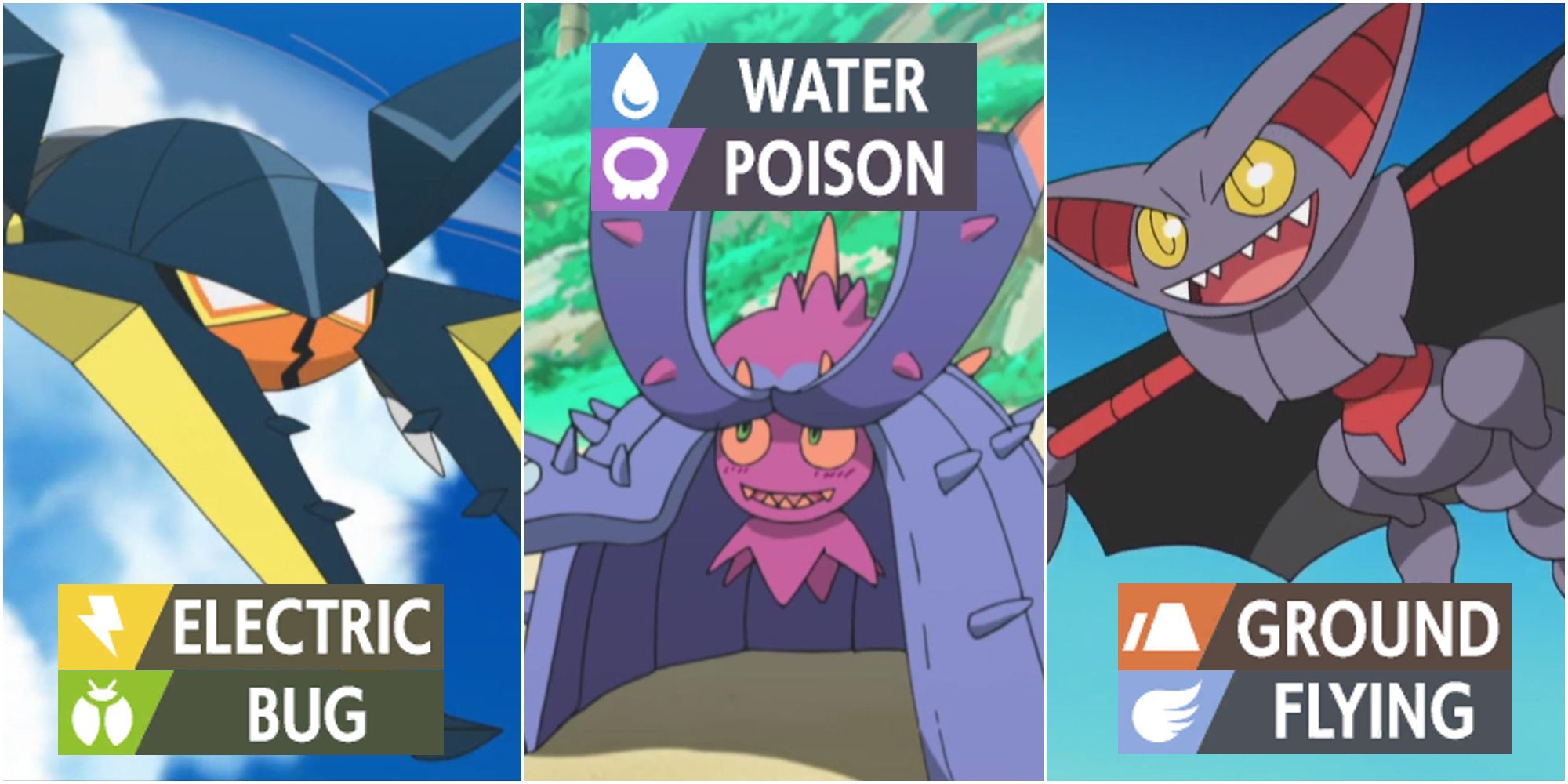 All existing type combinations in the pokémon