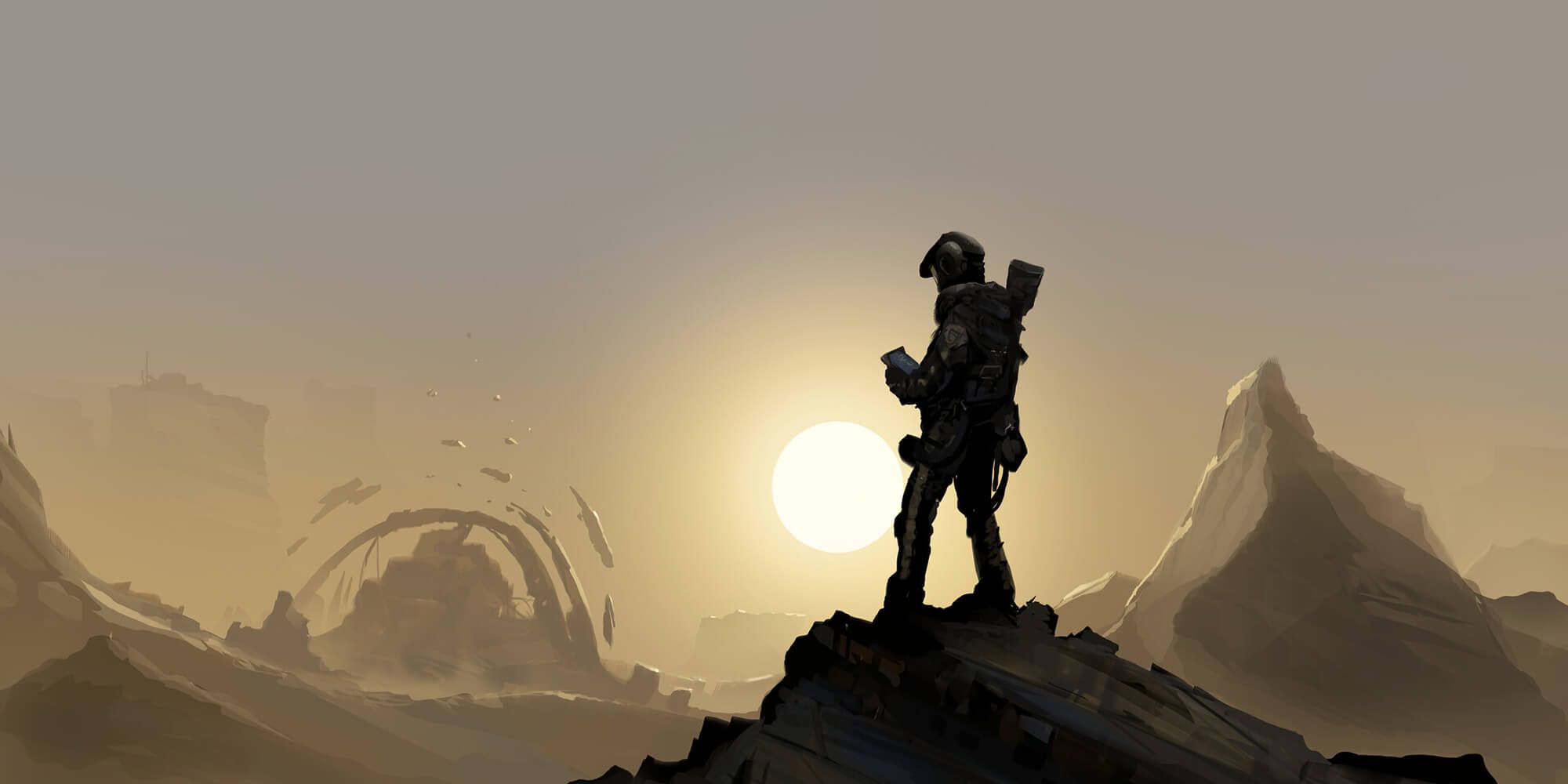 A Wastelander Looks At The Sun Across The Wasteland