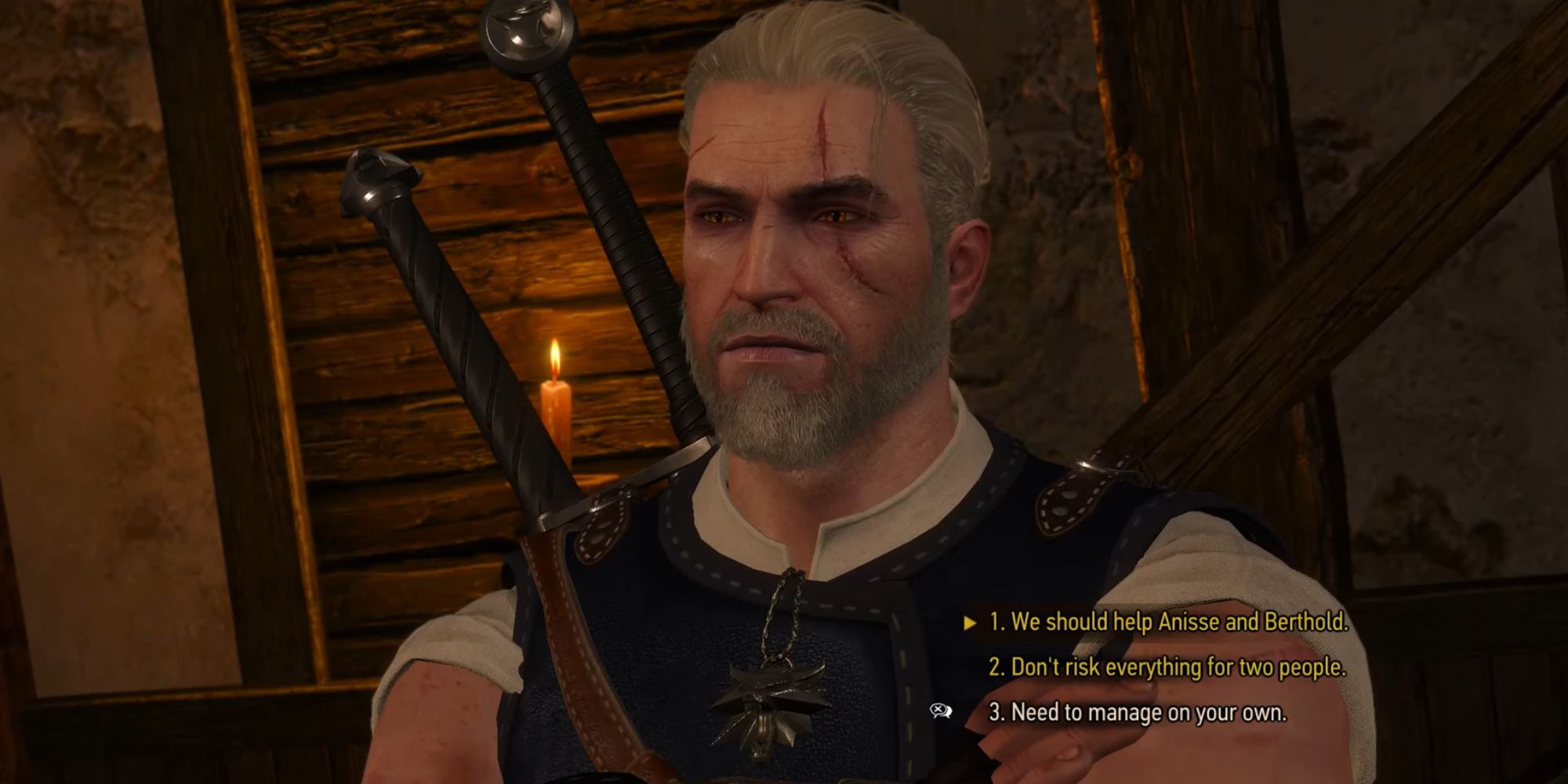 Witcher 3 Screenshot Of Geralt's Choice In Now Or Never