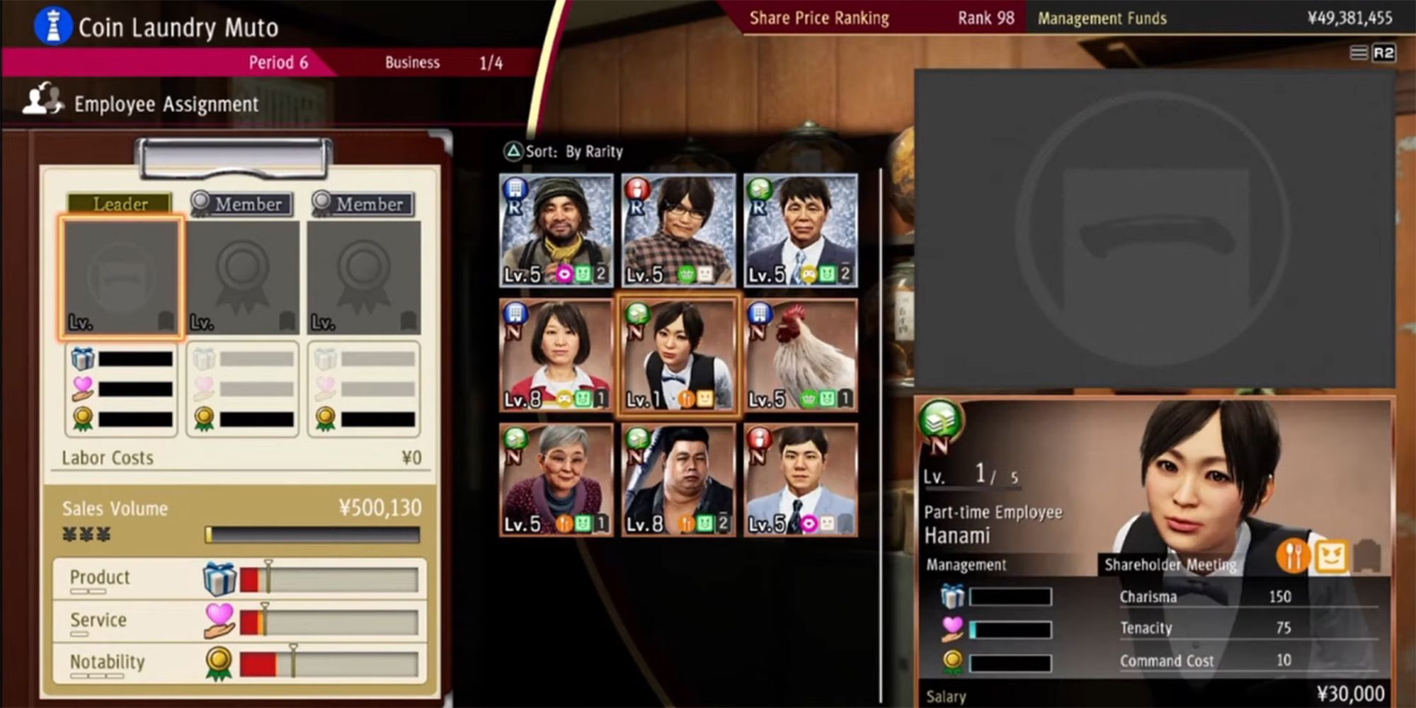 Yakuza Like A Dragon - Selecting Employees To Assign To A Property