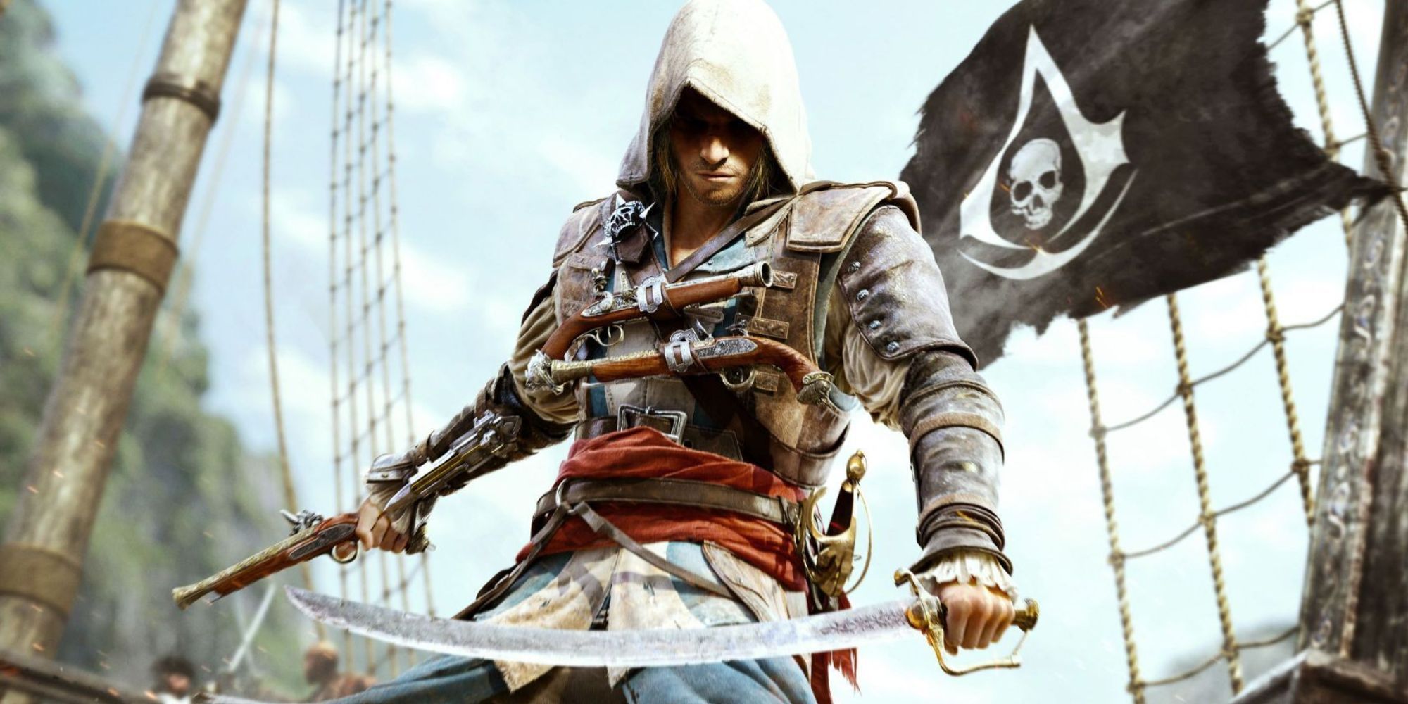 assassin's creed edward kenway holding a sword