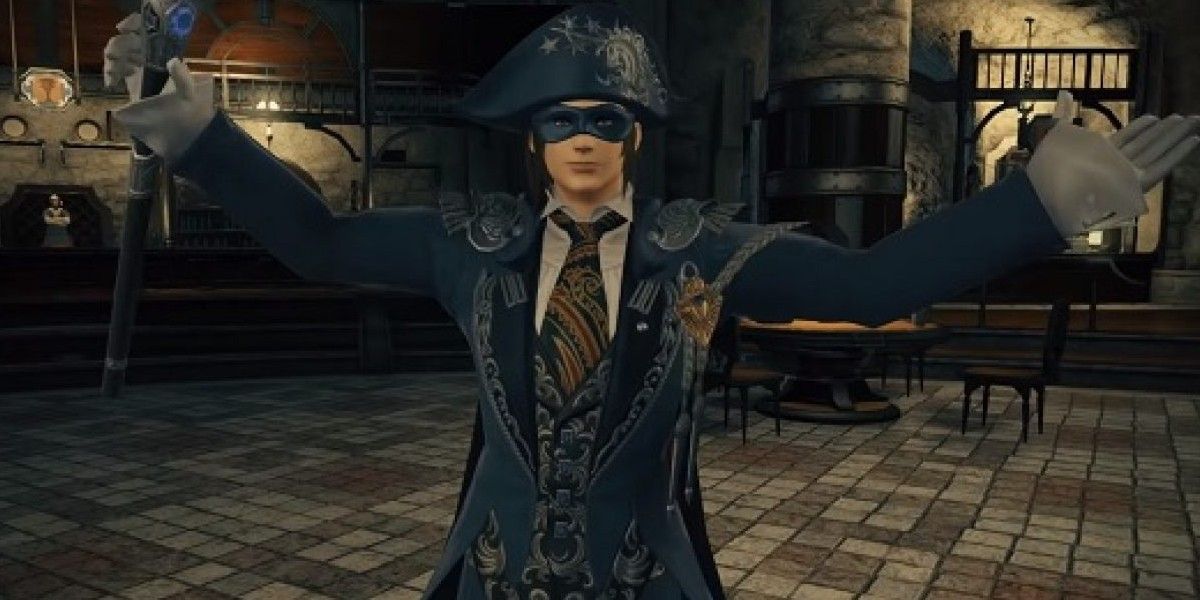 Blue Mage with his arms out.