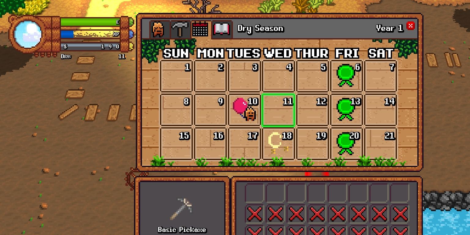 calendar in monster harvest
