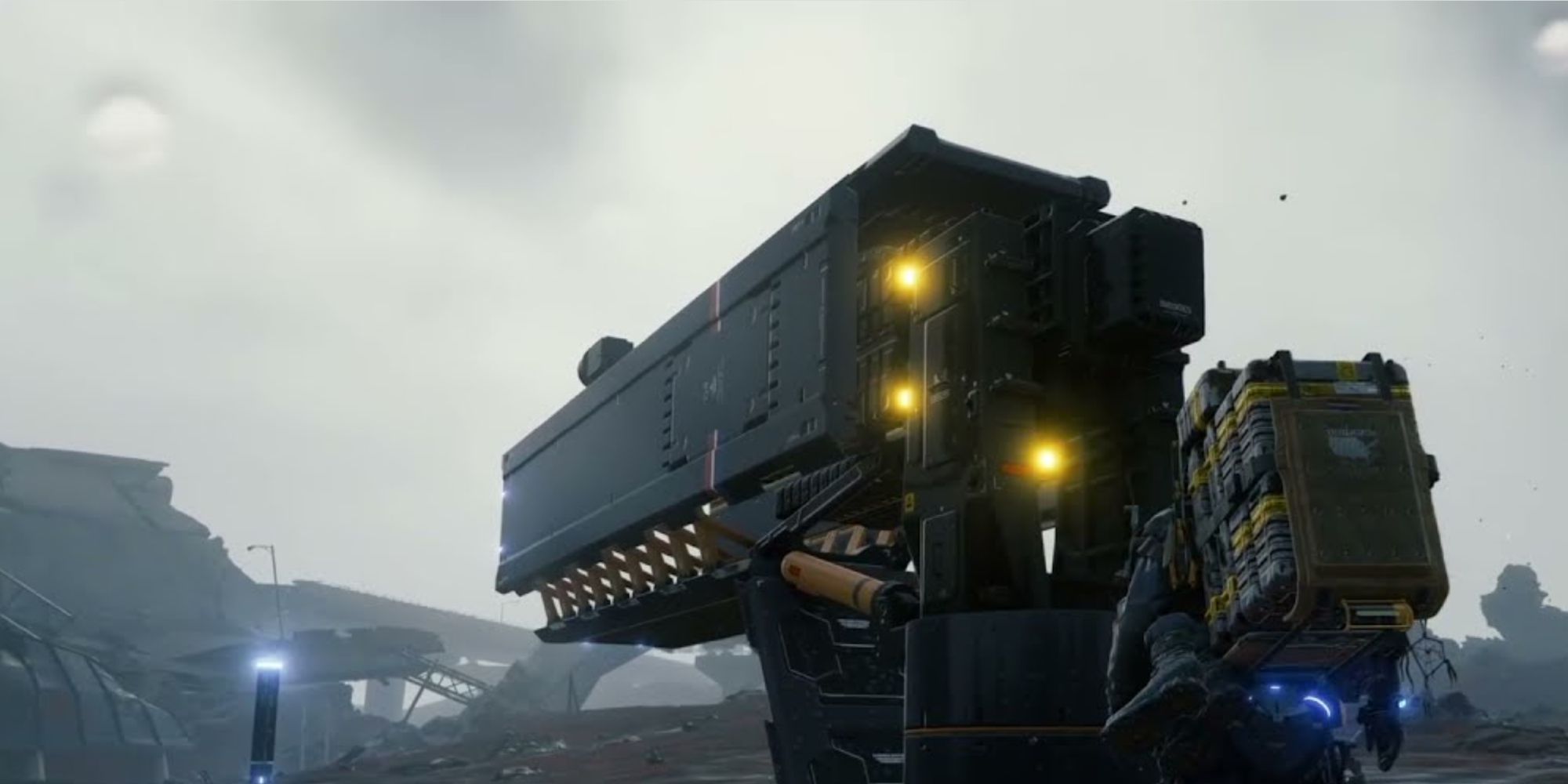 Death Stranding Cargo Catapult Launching Cargo Boxes