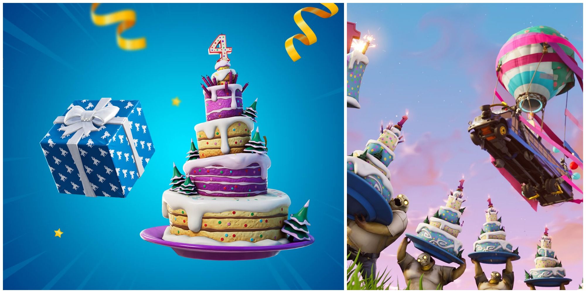 fortnite anniversary event birthday cake