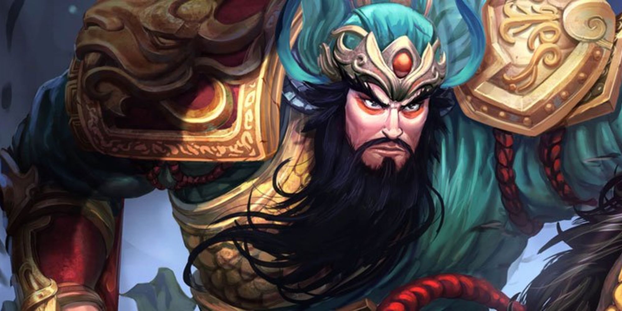 Guan Yu Smite god official artwork bold pose into battle 