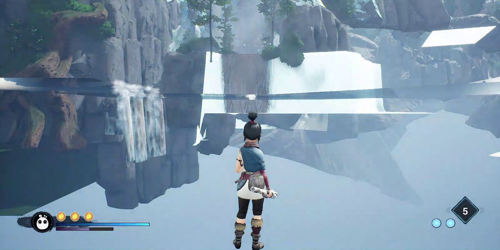 A screenshot showing a glitch in Kena: Bridge of Spirits