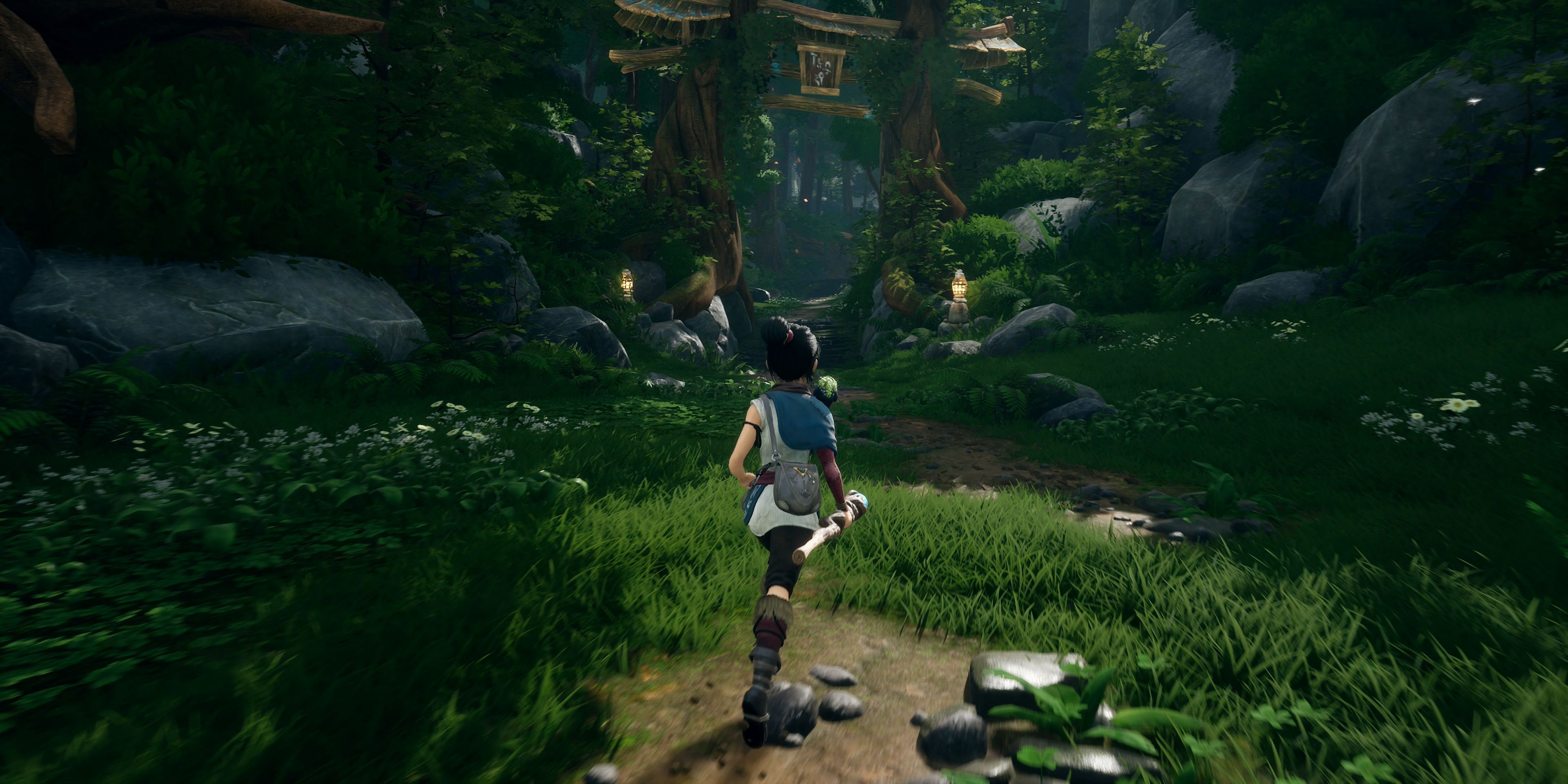 A screenshot showing gameplay in Kena: Bridge of Spirits