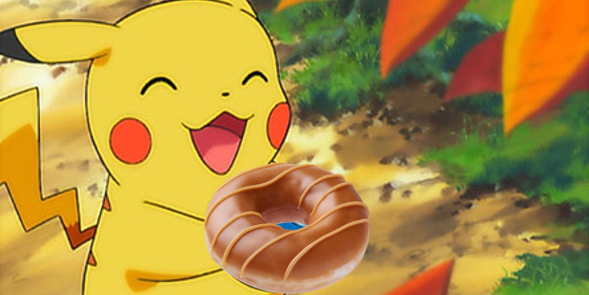 pikachu eating a doughnut