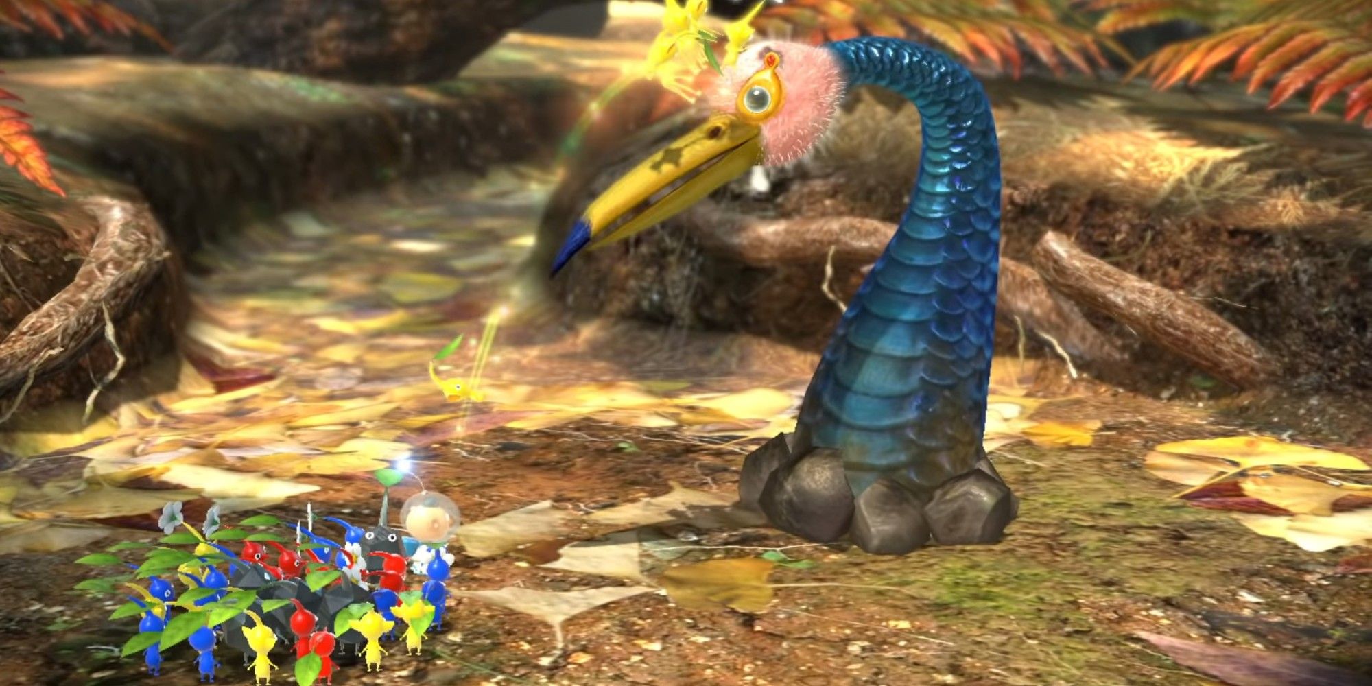 all the pikmin working together against a large boss battle in Pikmin 3