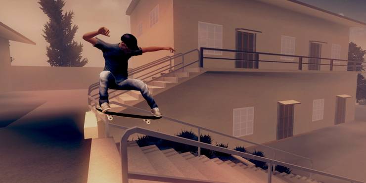 skate city skate trick on rail