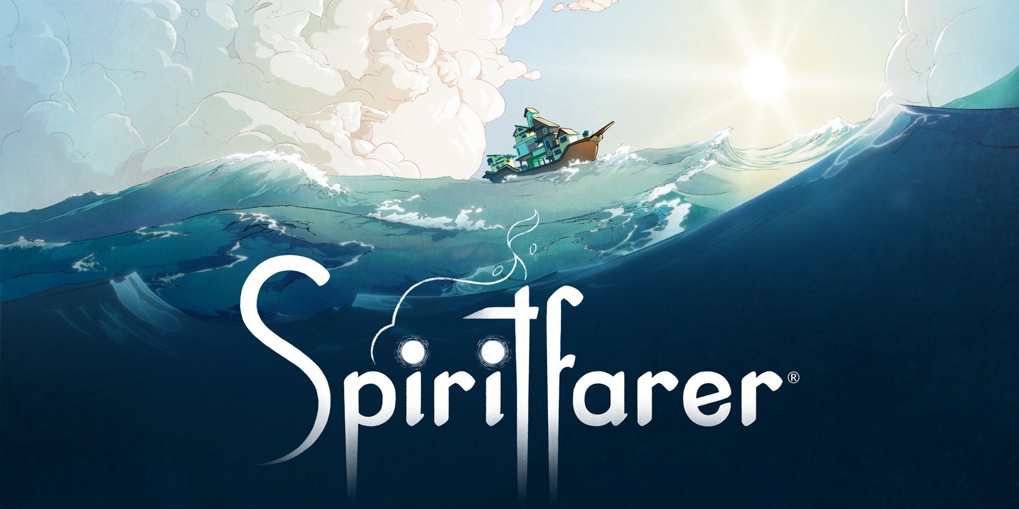 official art for spiritfarer, with ship sailing in ocean