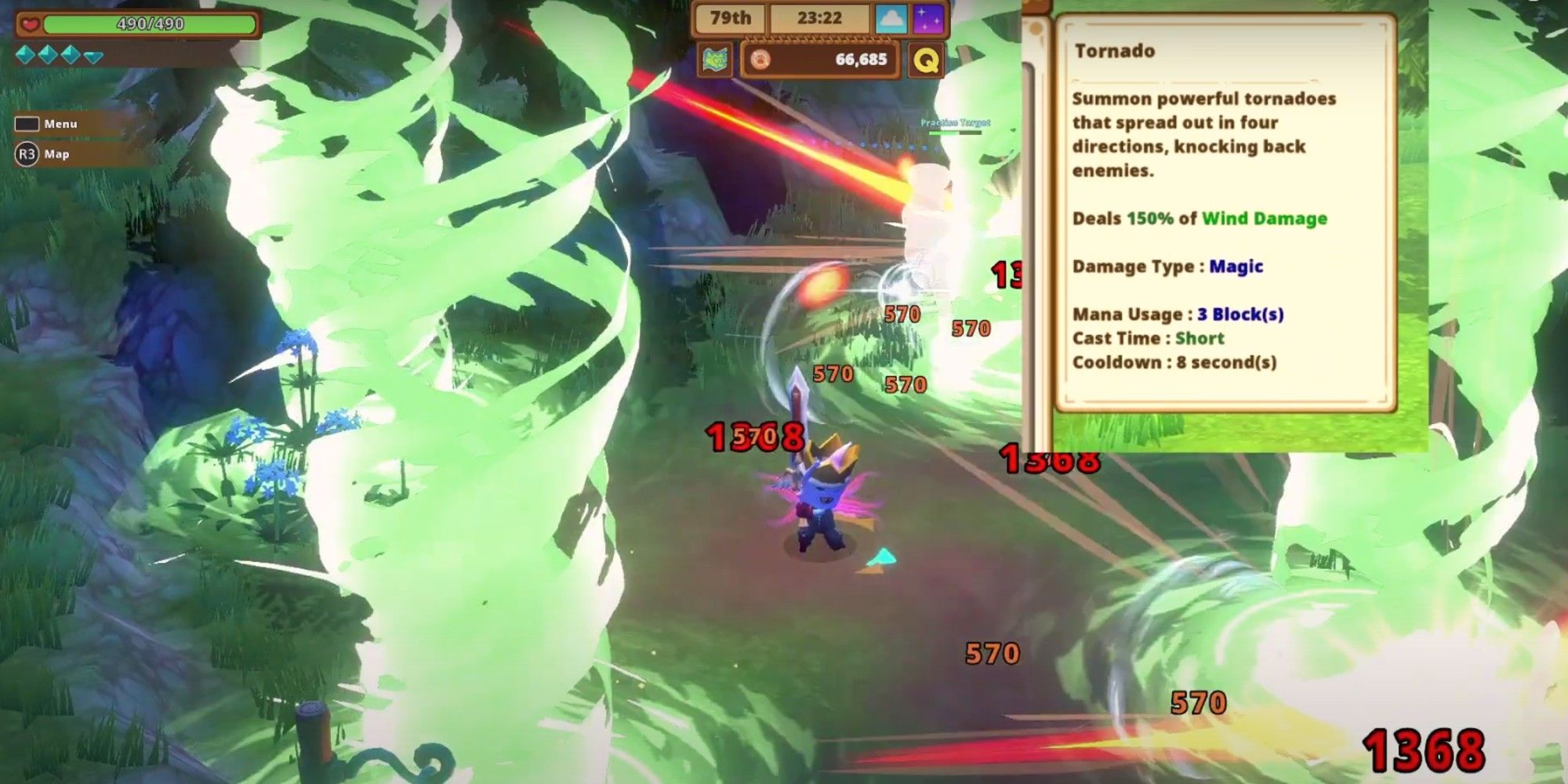 Tornado spells surrounding player