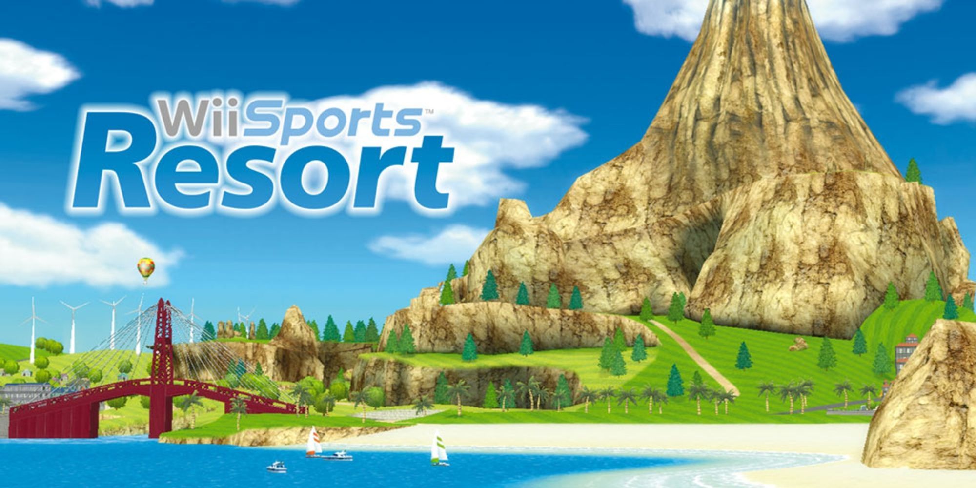 Wii Sports Resort Logo With A Mountain And Beach