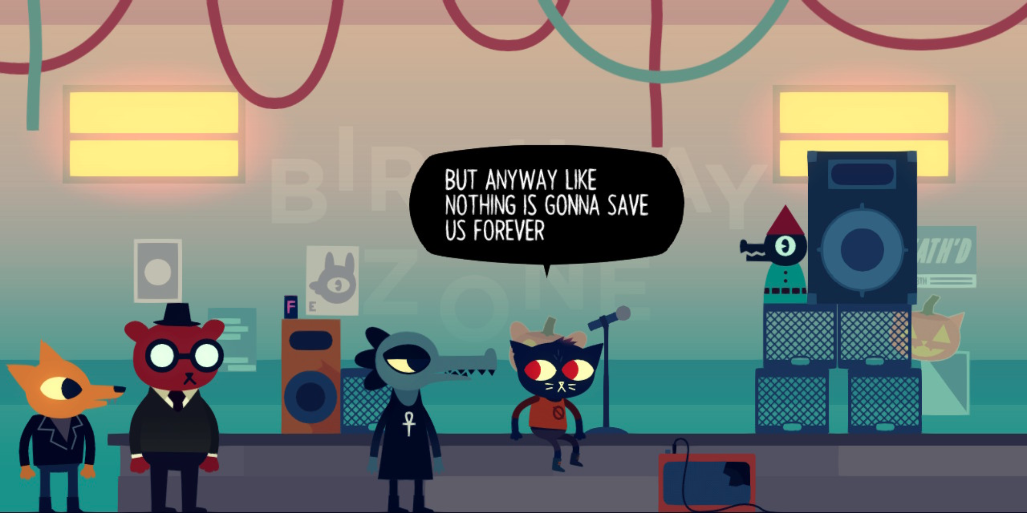 Night In The Woods official video game quote save us Mae Bea Gregg Angus
