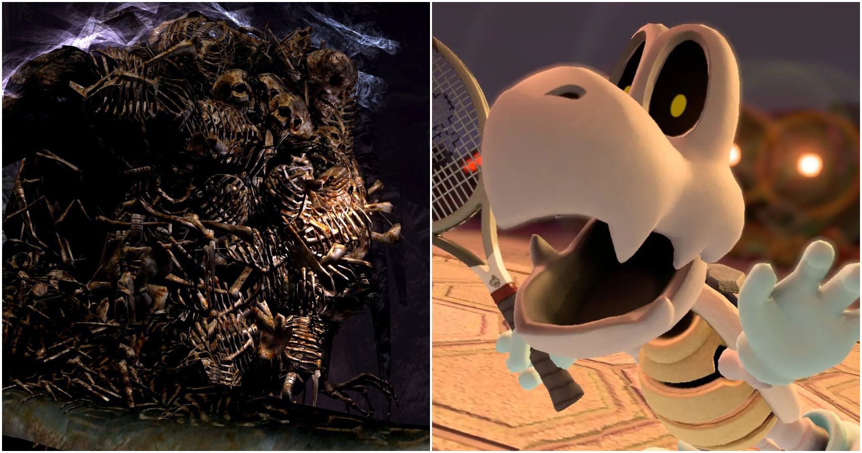 Split image of Gravelord Nito and Dry Bones.