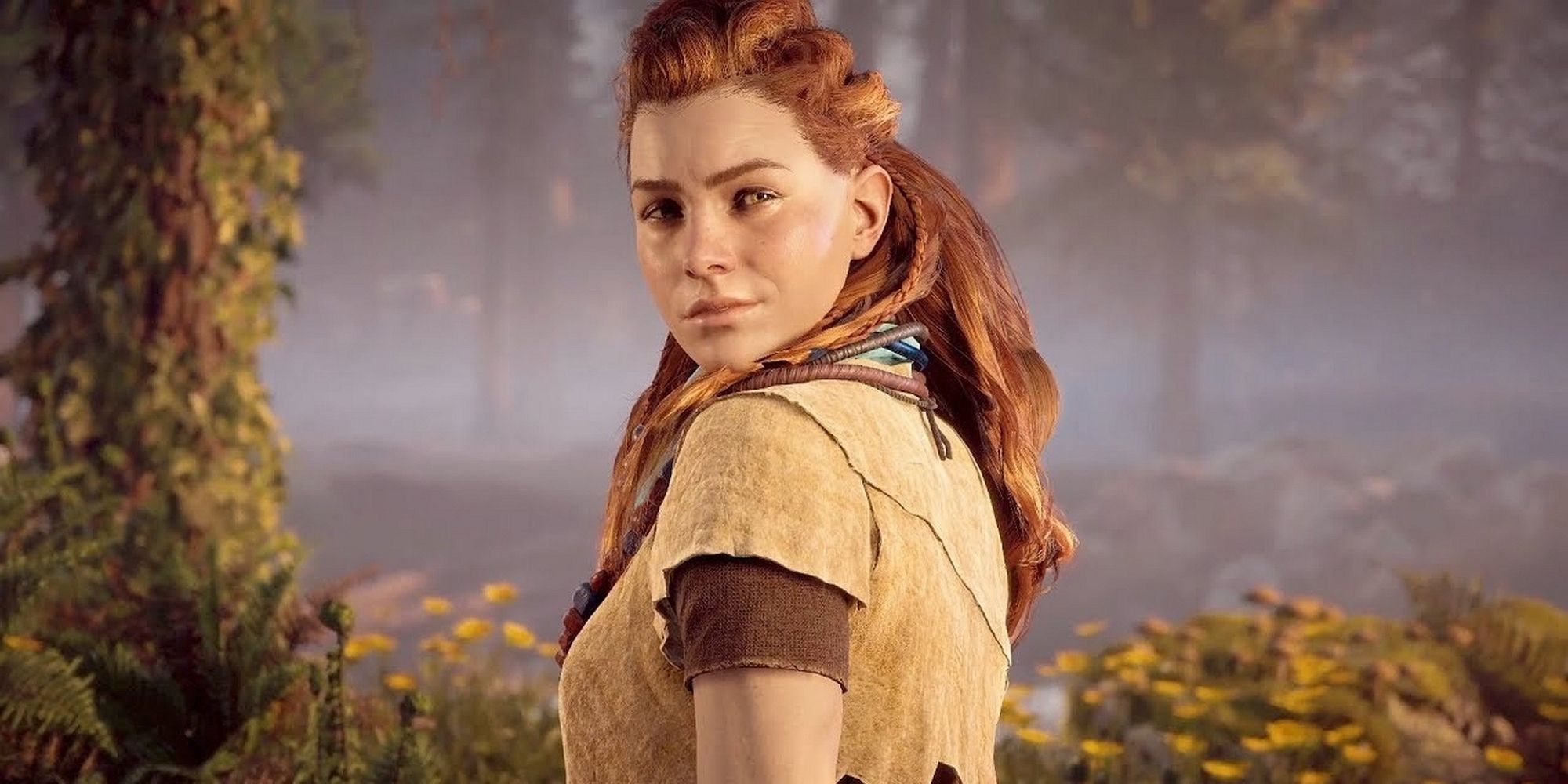 Aloy smiling in horizon zero dawn