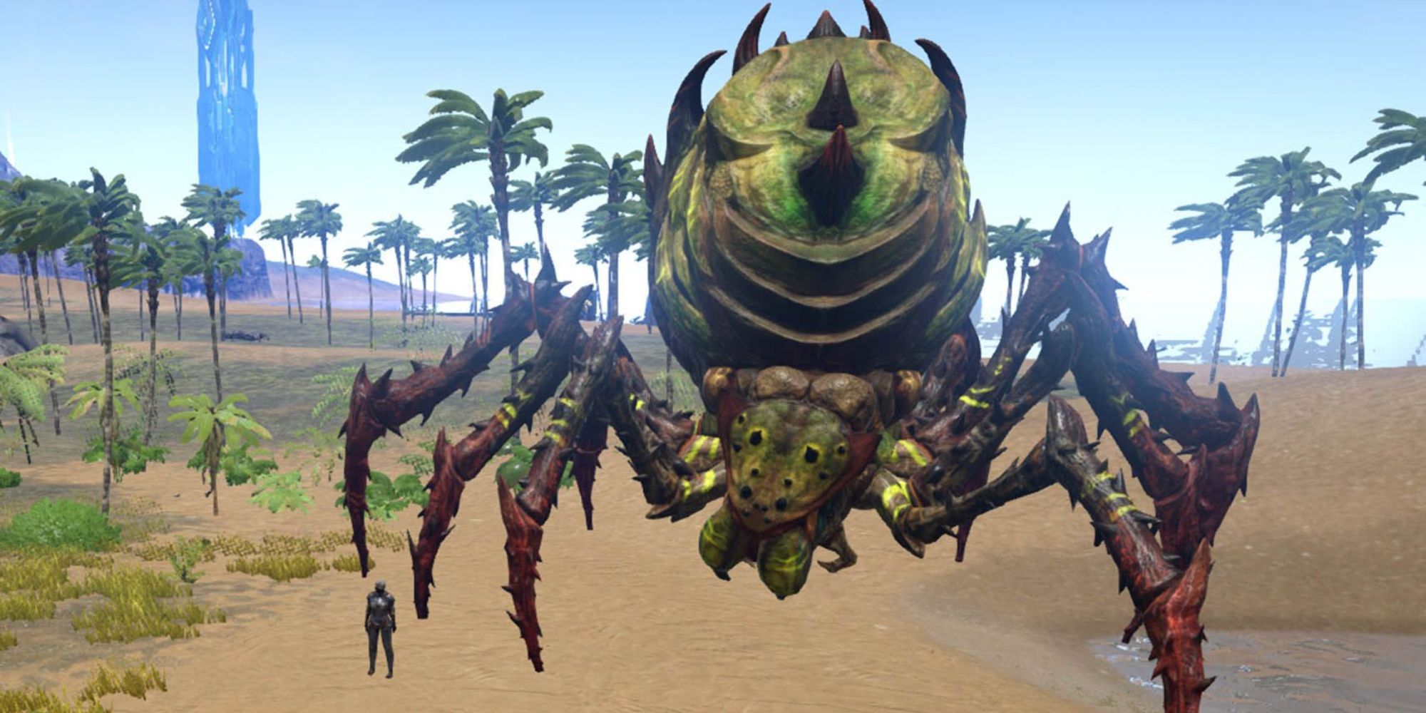 Ark Broodmother Lysrix standing next to player on a beach