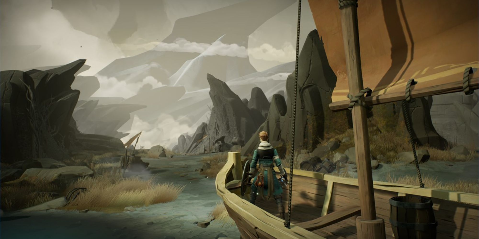 Ashen Screenshot Of Nightstorm Isle DLC Boat Journey