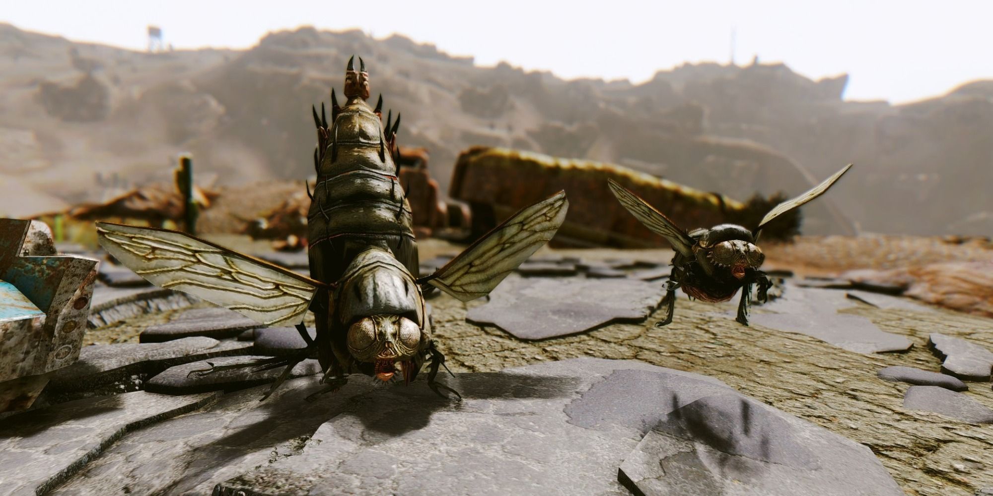 two bloatflies coming at the player at different angles