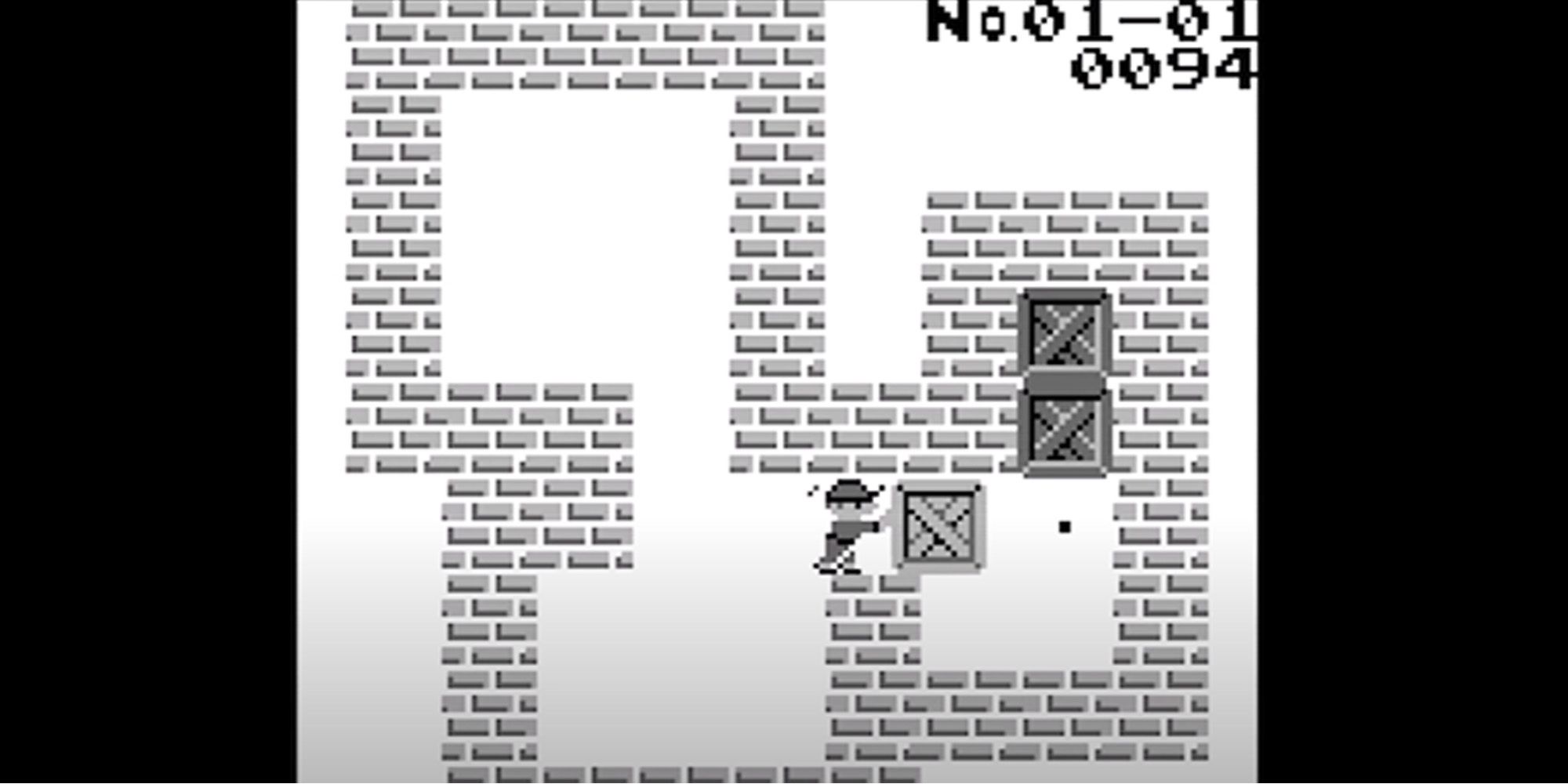 Screenshot of the Gameboy game Boxxle