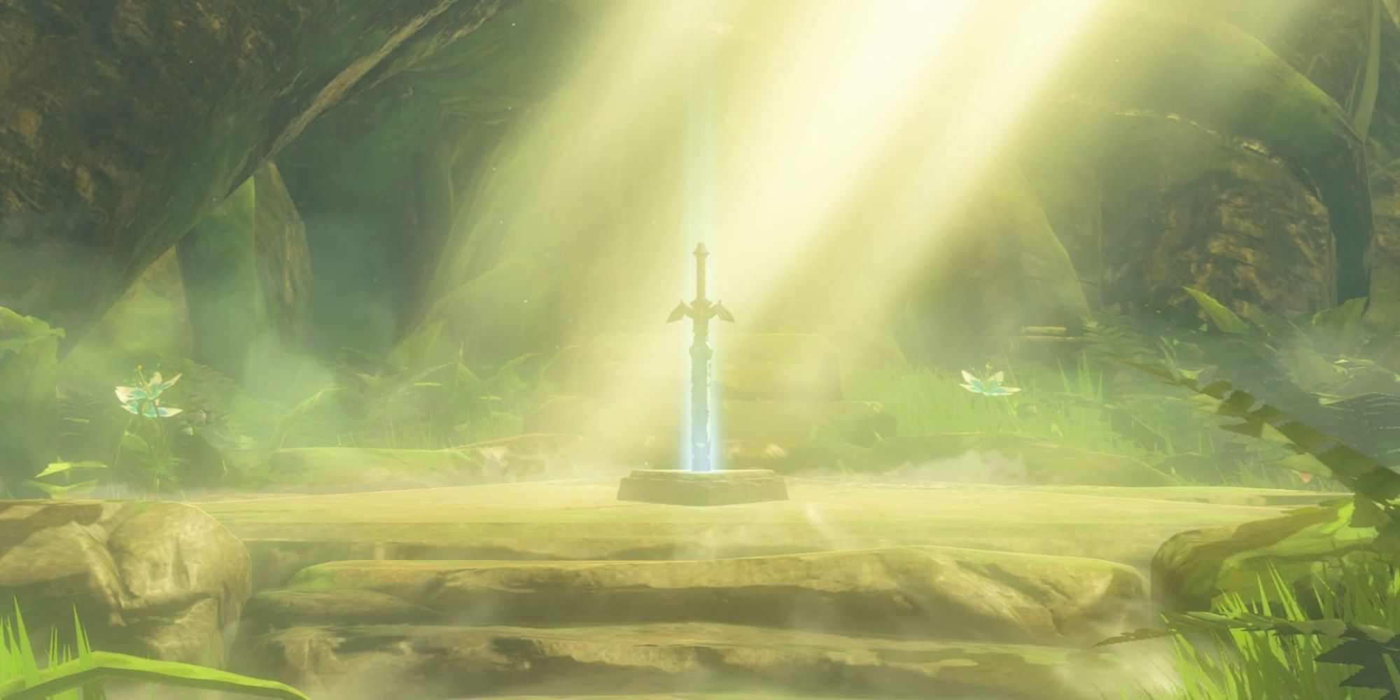 The Master Sword in its stone in Breath of the Wild.