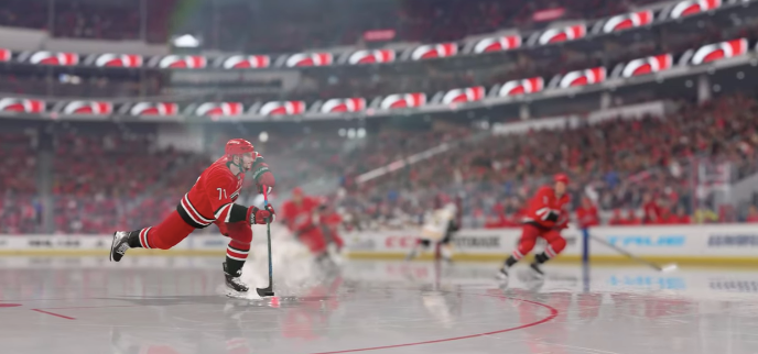 Carolina Hurricanes NHL 22 video game screenshot shoot on goal 