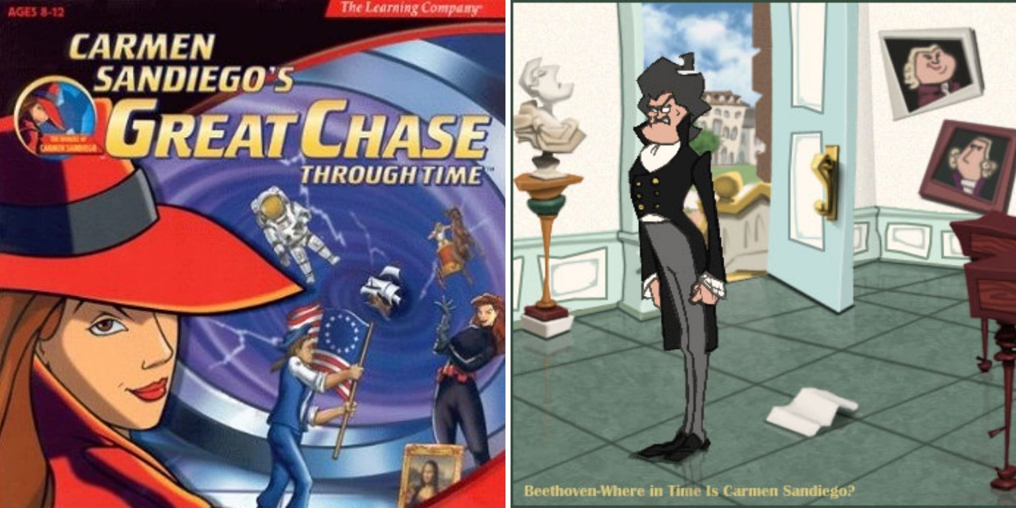 Carmen Sandiago's Great Chase Through Time game art and Ludwig Van Beethoven
