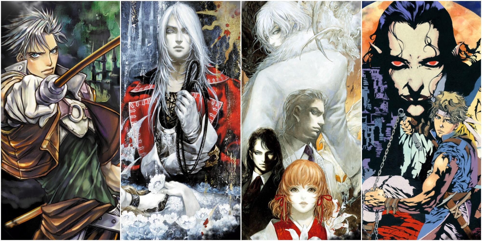 Castlevania Advance Collection Artwork for Circle of the Moon, Harmony of Dissonance, Aria of Sorrow and Vampire's Kiss