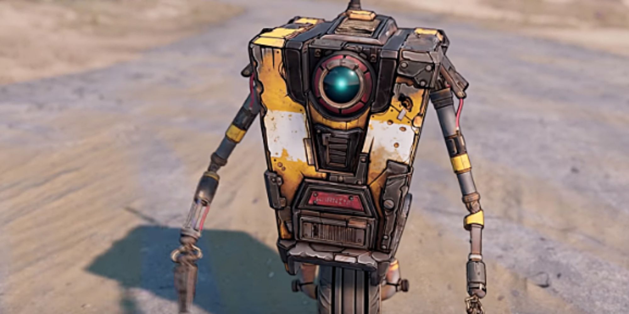 Claptrap Borderlands 2 Official Game Screenshot Pose In Desert Wasteland Area