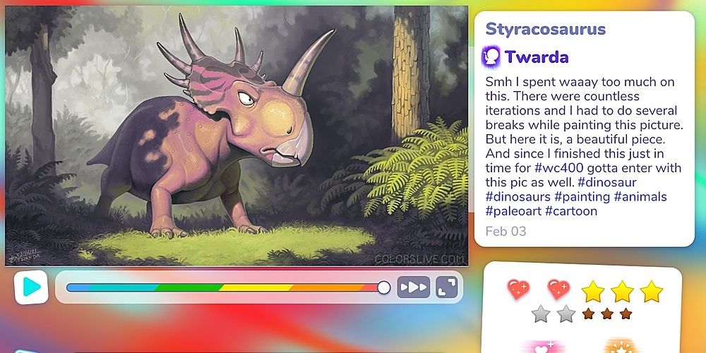 Nintendo Switch Colors Live styracosaurus drawing 