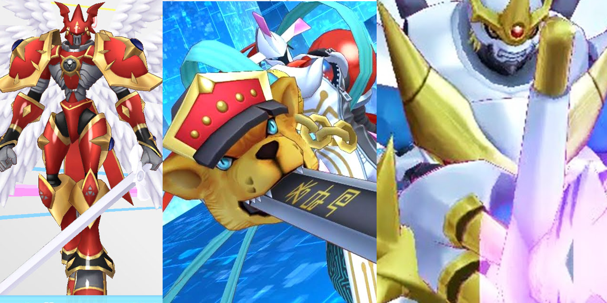 Cyber Sleuth Gallantmon, Chaosmon, and Imperialdramon