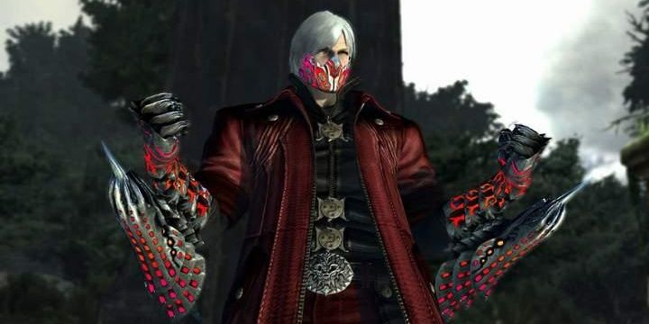 Dante equipped with Gilgamesh and the mask on