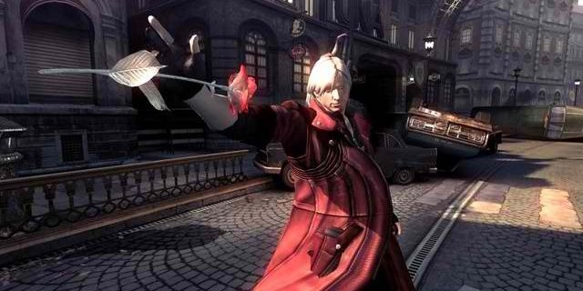 Dante throwing the rose that was part of the Lucifer weapon moveset