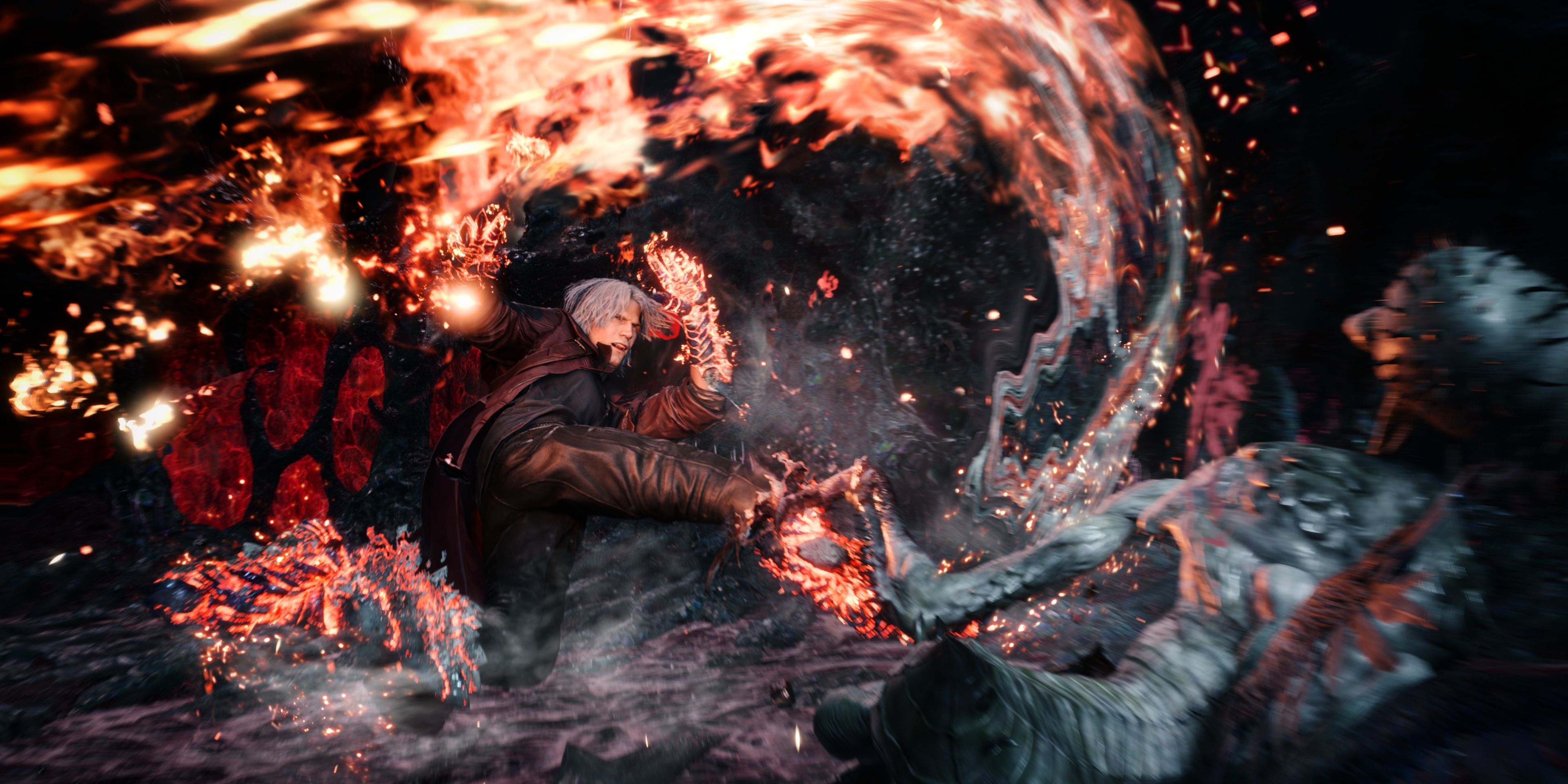 Dante using Balrog in its kick mode against enemies