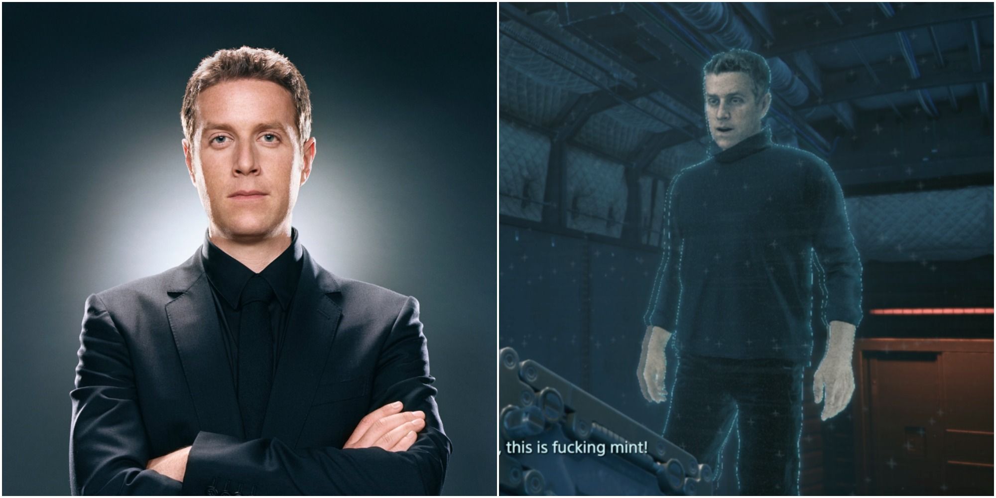 DS Geoff Keighley Cameo real life portrait and in game hologram