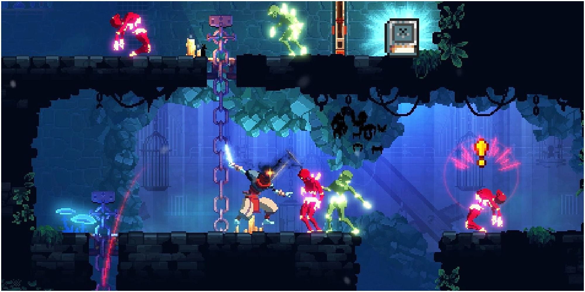 Dead Cells Fighting Against A Variety Of Enemies