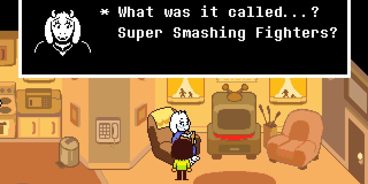 indie game Deltarune Toriel dialogue with Kris at home