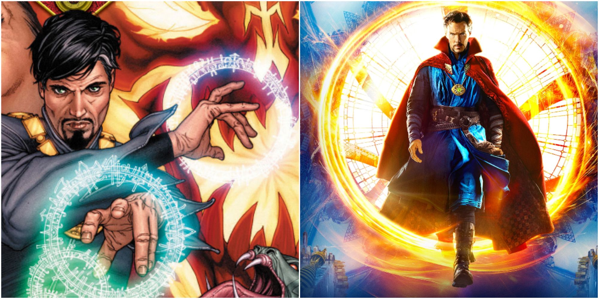 Doctor Strange as he appears in the animated sorcerer supreme movie and the marvel cinematic universe