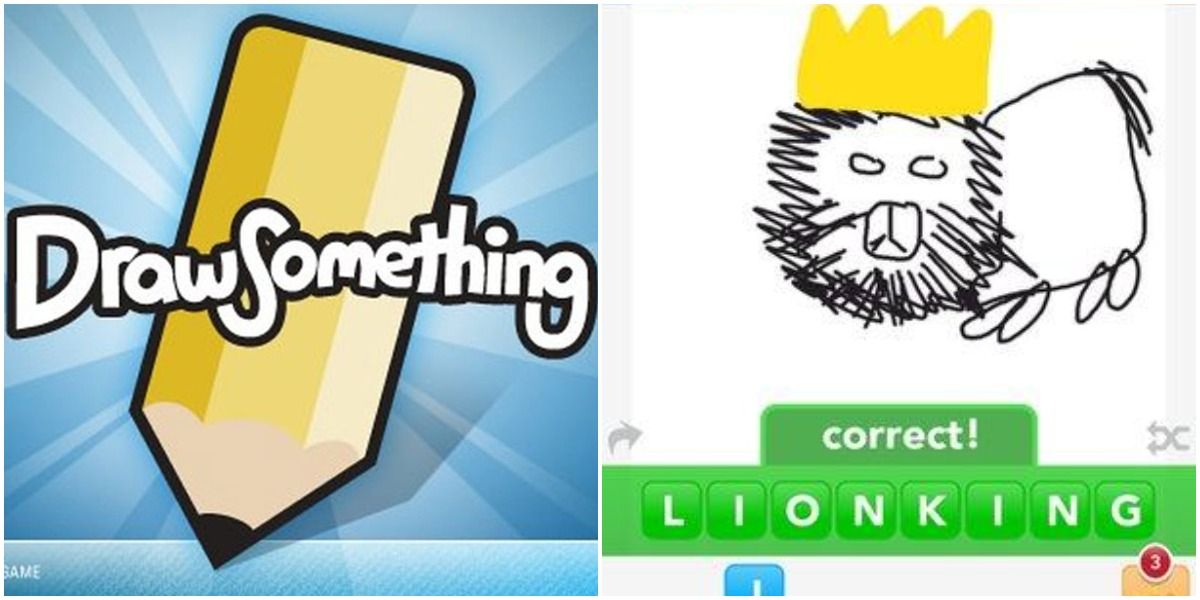 Draw Something title screen and Lion King drawing