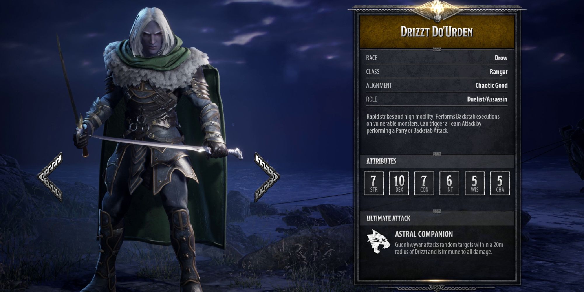 Drizzt  Character Select Screen
