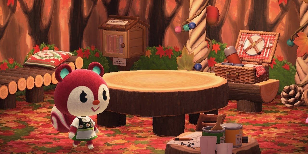 Animal Crossing New Horizons fall interior of the home of villager Poppy.