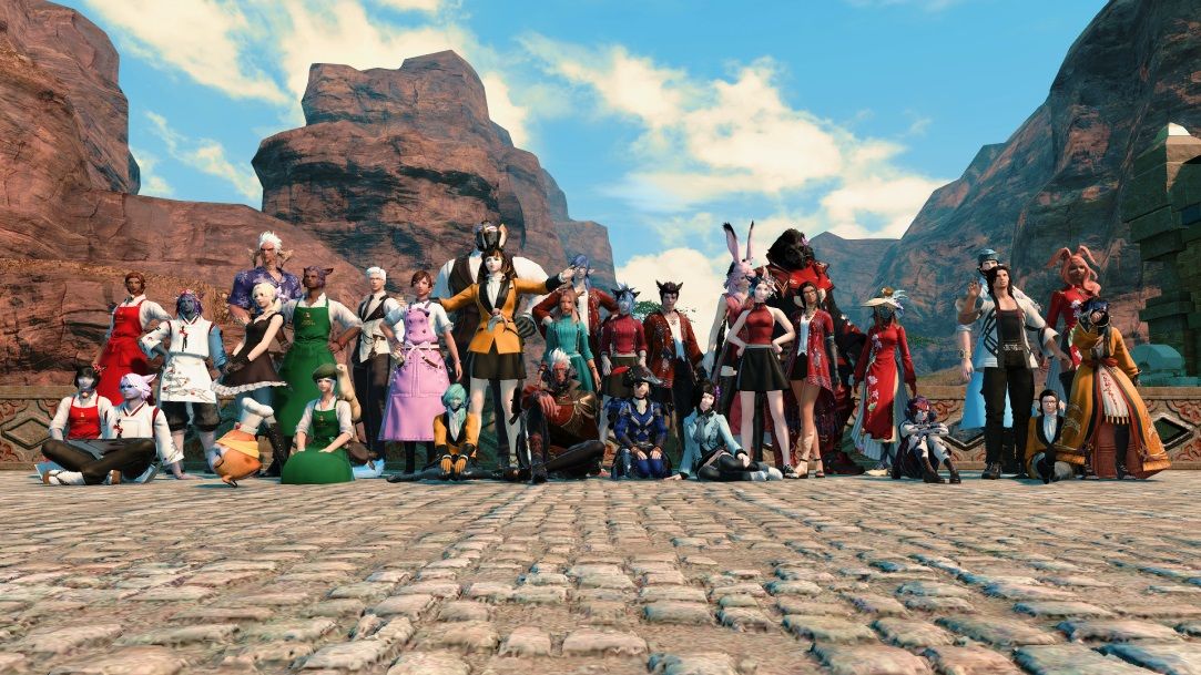 Final Fantasy 14 A Feast reborn group photo of staff