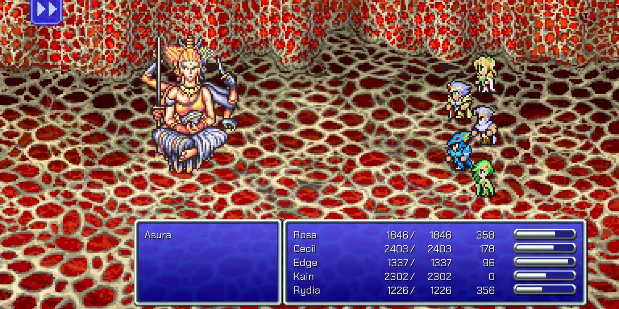Der Bosskampf gegen Asura im Final Fantasy 4 Pixel Remaster